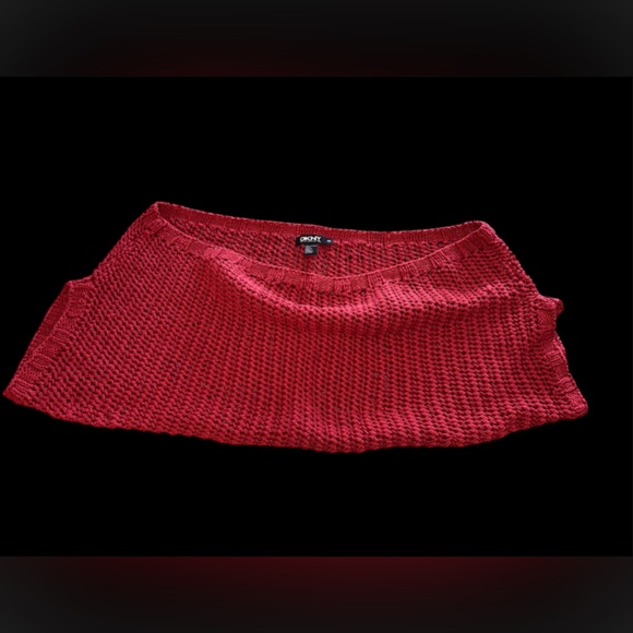 DKNY Red Knit Shrug Bolero Open Front Cropped Sweater size PS - Picture 3 of 9